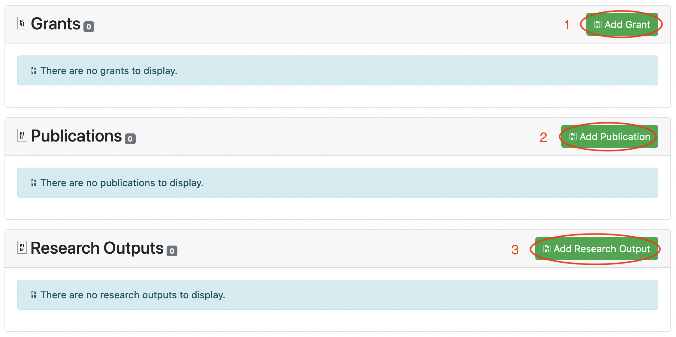 Screenshot of Grants section of Project Detail page